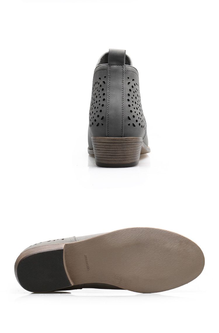 Einfarbig zurück ausgehöhlt Britischen kleine kurze stiefel weibliche spitzen kopf dicken ferse mode stiefel_voghion.com
