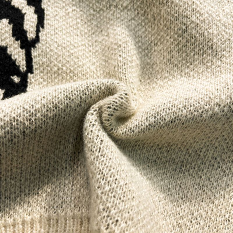 Unisex Jacquard-Kapuzenpullover – Oversize-Strickpullover mit Hirschfleece-Futter_voghion.com