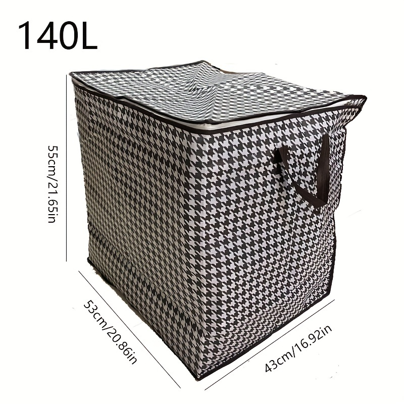 Große Tasche mit Hahnentrittmuster, staubdichter Organizer mit Reißverschluss, wiederverwendbare Kleidertasche_voghion.com