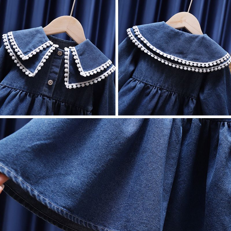 Kleinkind Mädchen Kleidung Mädchen Langarm Kleid Kleine Und Mittlere Kinder Stilvolle Denim Rock Baumwolle Koreanische Version Kinder Kleidung Rock Trend_voghion.com
