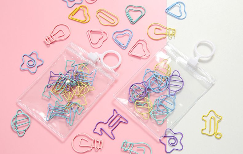 Kreative Büroklammern aus Metall in Bonbonfarben, 10 Stück pro Packung, kleine Lesezeichen, grenzüberschreitende Schreibwaren, Büro, Studenten, kreative Lesezeichen_voghion.com