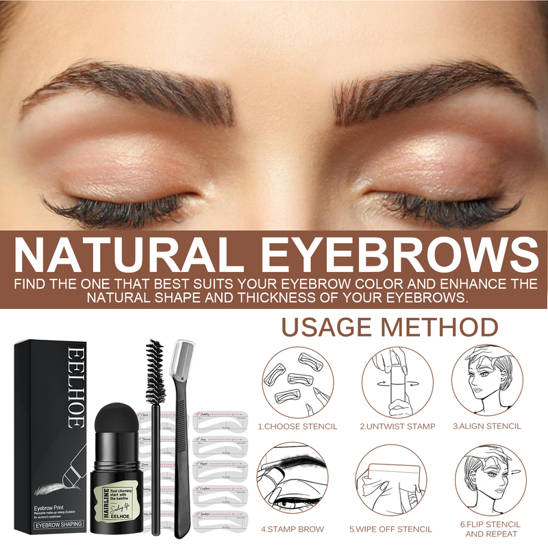 Druckset Haarlinie Rosa Lazy People Natürliches Make-up verblasst nicht schnell Augenbrauenkarte_voghion.com