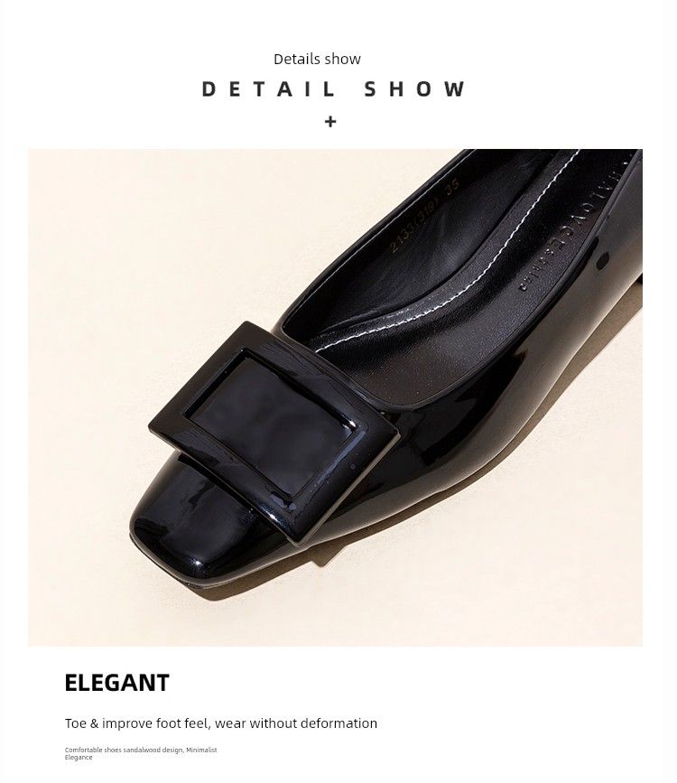 Black Clothing Flat Women 2025 New Arrival Square Toe All-Matching Soft Leather Comfortable For Work Women's_voghion.com
