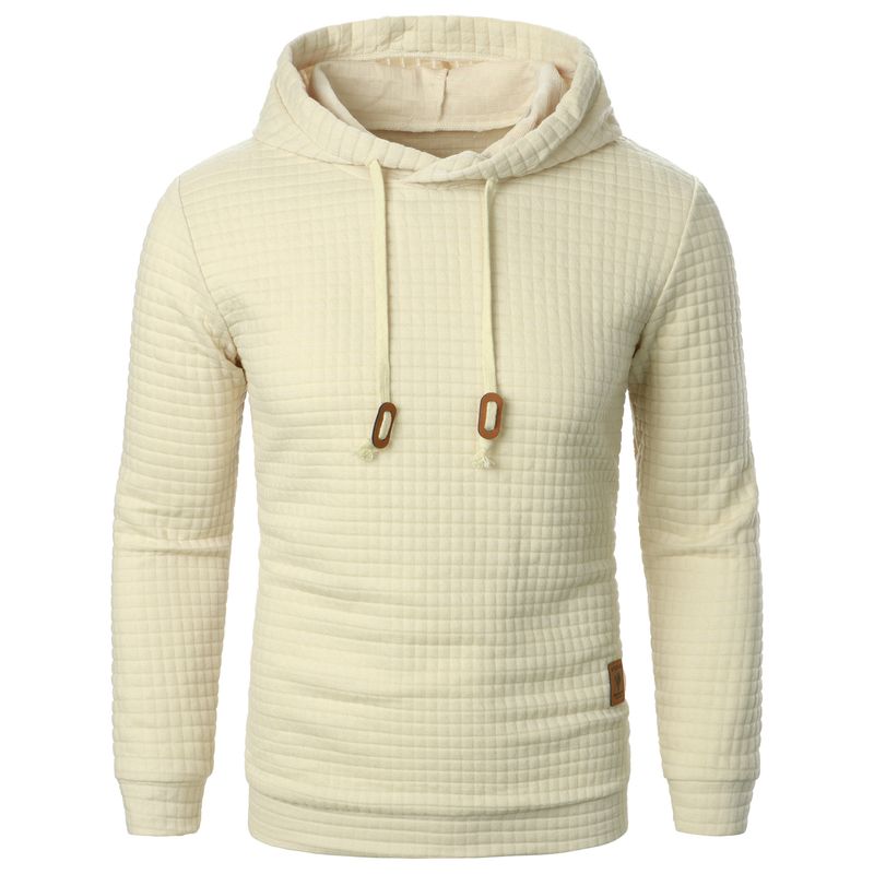 Felpa con cappuccio a maniche lunghe in jacquard scozzese da uomo autunno/inverno, colore caldo, con cappuccio_voghion.com
