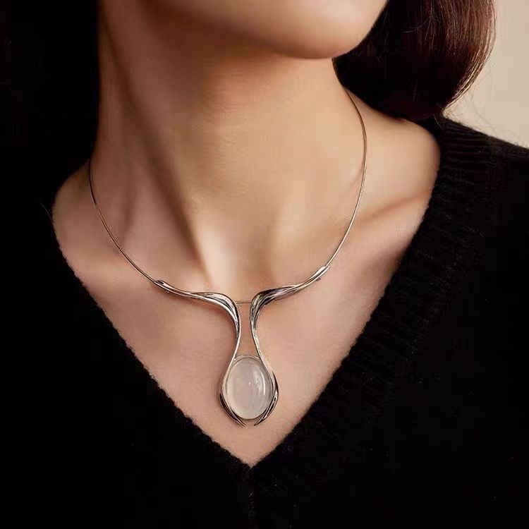 Jewelry Ladies Gold Silver Jewelry Metal Electroplating Jewelry Geometric Water Drop Necklace Accessories Women's Clavicle Neck Chain Chocker High En_voghion.com