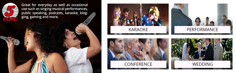 5 CORE Microphone Dynamic Vocal Handheld Mic Cardioid Unidirectional Microfono w On Off Switch + XLR Audio Cable for Singing Karaoke Public Speaking &_voghion.com