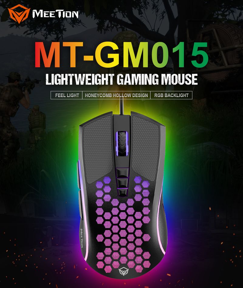 MEETION MT-GM015 Mouse da gioco professionale con superficie a nido d'ape con illuminazione a 7 colori, resistente allo sporco e robusto_voghion.com