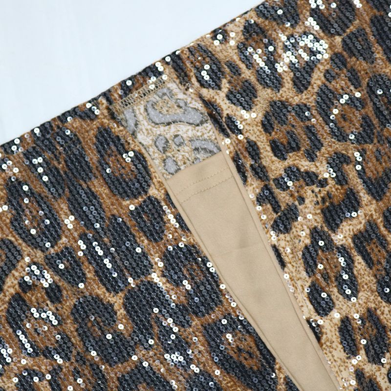 Női ruházat Leopárdmintás Szexi Ruha Flitteres Üreges Pántnélküli Hát nélküli Hasított Ujjak Bankett Stílusú Ruha_voghion.com