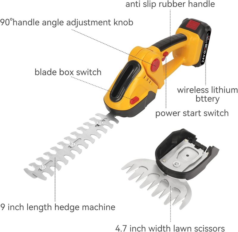 Household Lithium Battery Handheld Mini Electric Hedge Lawn Mower Fence Trimmer Pruning Shears Tool_voghion.com
