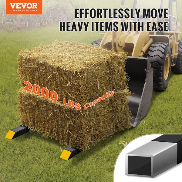 Pallet Forks, 2000 Lbs Tractor Bucket Forks, 60' Total Length Clamp On Pallet Forks With Adjustable Stabilizer Bar, Heavy Duty Pallet Forks For Tra_voghion.com