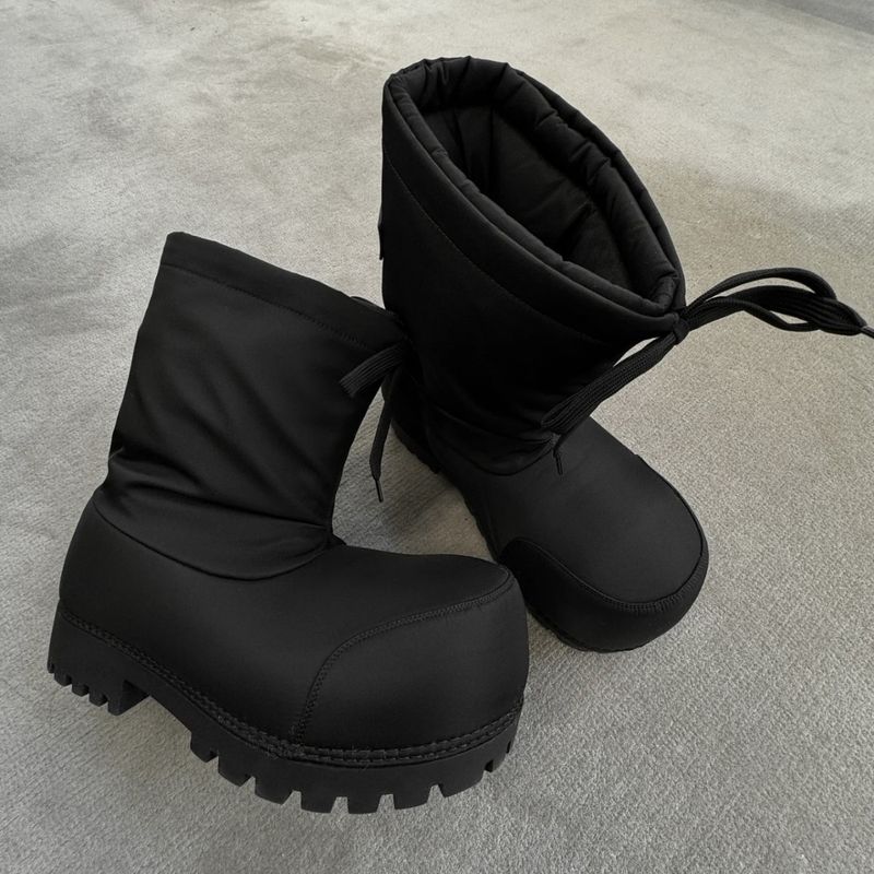 Paris Home Ski Snow For Women New Winter Casual Thick-Soled Big-Toe Fleece-Lined Short Ugly-Cute Height-Increasing Boots_voghion.com