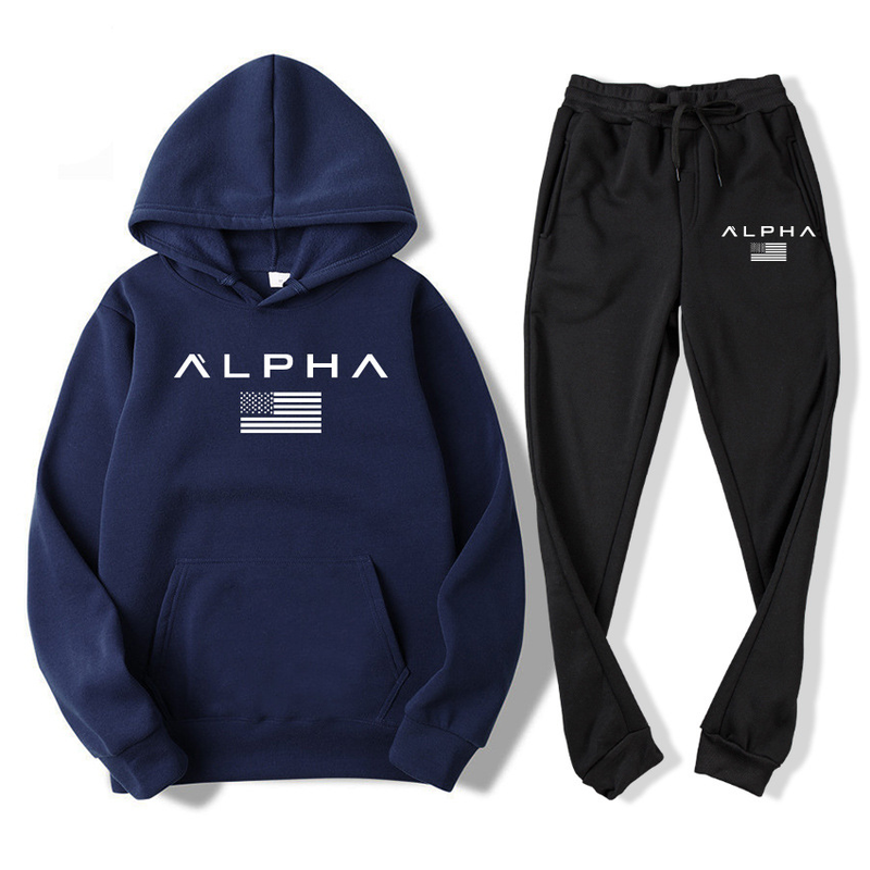 Maglione da uomo set maglione felpato pantaloni casual felpa sportiva aspetto autunno e inverno set di due pezzi_voghion.com