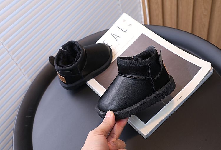 Kinder-Winterstiefel – Warme Baumwoll-Halbschuhe für Jungen und Mädchen (Schwarz/Weiß, Größen 17–28)_voghion.com