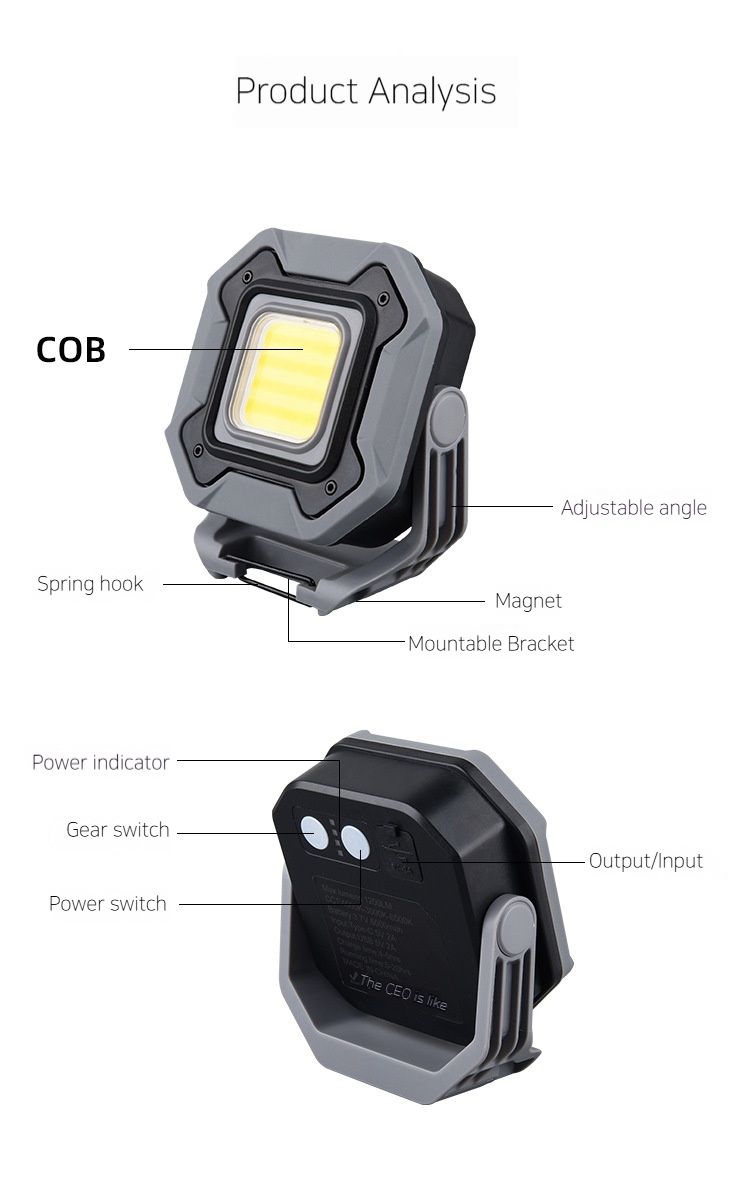 Nuova luce da campeggio multifunzionale COB magnetica per riparazioni auto, luce da esterno per tutti i terreni con ricarica Type-C._voghion.com