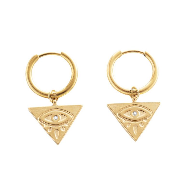 Serie Devil's Eye de acero inoxidable: una sensación elegante y fresca, y aretes versátiles para desplazamientos diarios._voghion.com