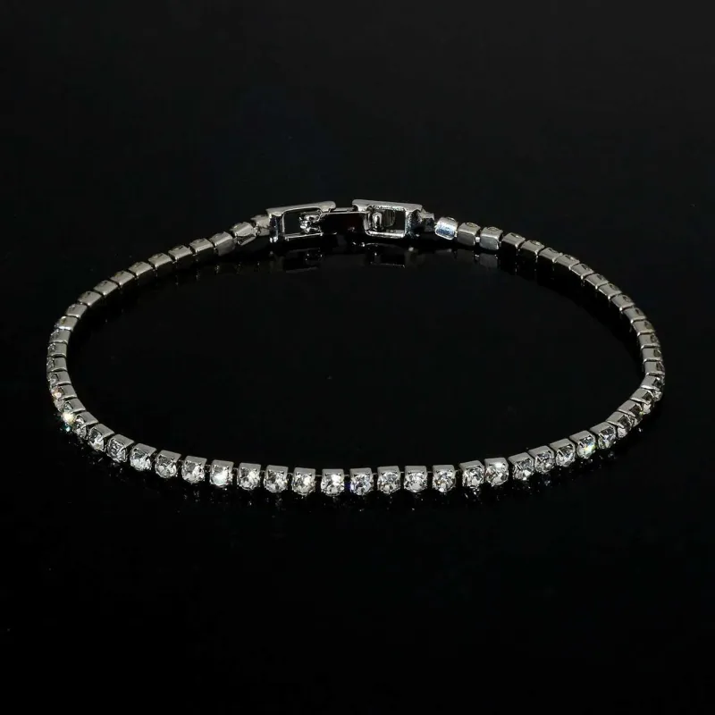 Designer Fashion Tennis Chain Crystal CZ Single Row Rhinestones Bracelets For Women Ladies Minimalism Wedding Party_voghion.com