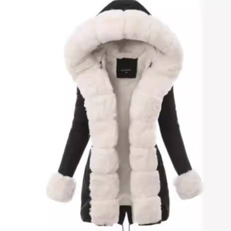 Kadın Giyim popüler pamuklu kışlık kadın sıcak ceket kapşonlu ceket kürk yakalı pamuklu ceket_voghion.com