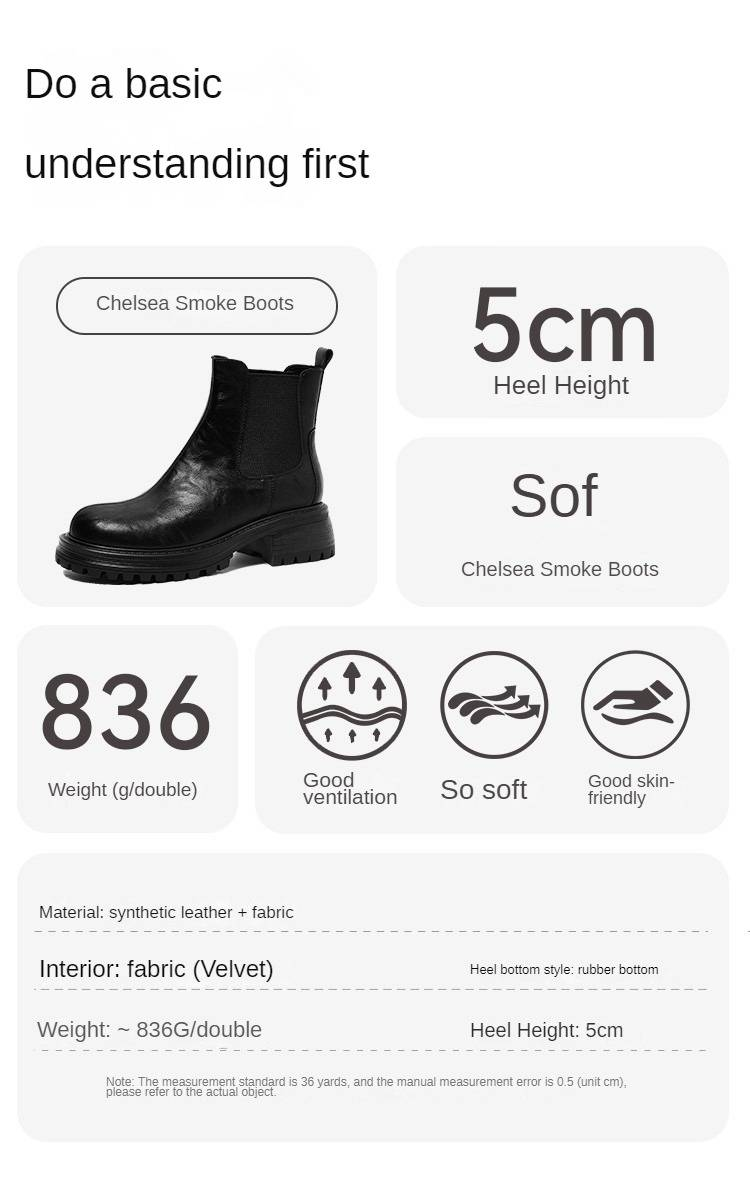 Cameido Women's thick-soled boots, British-style chimney short boots for autumn and winter 2024, women's boots with fleece sleeves._voghion.com