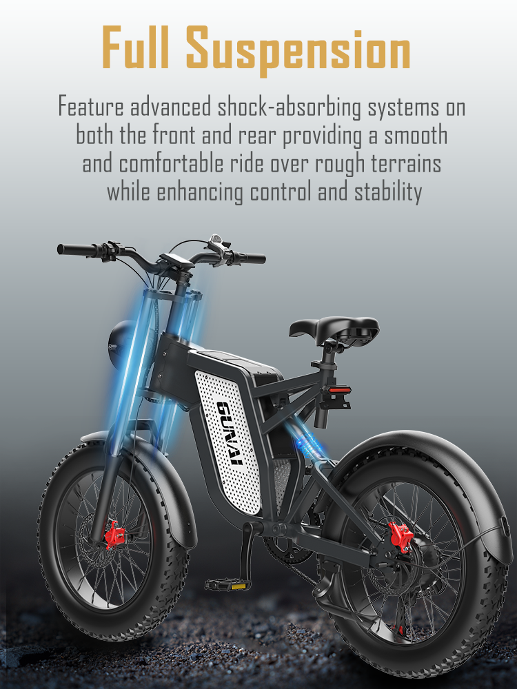 UNAI MX25 20" Fat Tire Elektrovelo fir Erwuessener 1000W 25Ah Vollfederung E-Vëlo Crossbike_voghion.com