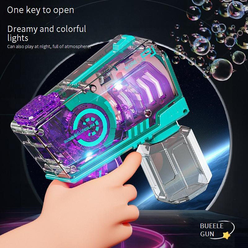 Kids Transparent Bubble Blaster - Automatic Handheld Bubble Gun 500+ BPM Outdoor Play & Party Toy With LED Lights_voghion.com