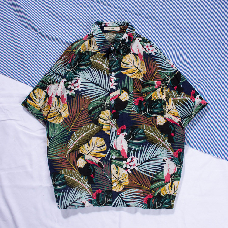 Herenkleding Zomer Casual Dun Bloemenoverhemd Bloemen Digitaal Print Strand Losse Herenoverhemd Korte Mouwen Zomer_voghion.com