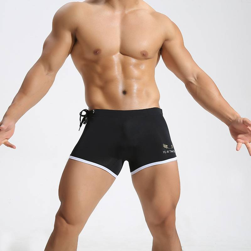 Men's Flat-angle Swimming Trunks, Made Of Solid Nylon, Breathable, Sexy, Slimming And Tethered_voghion.com