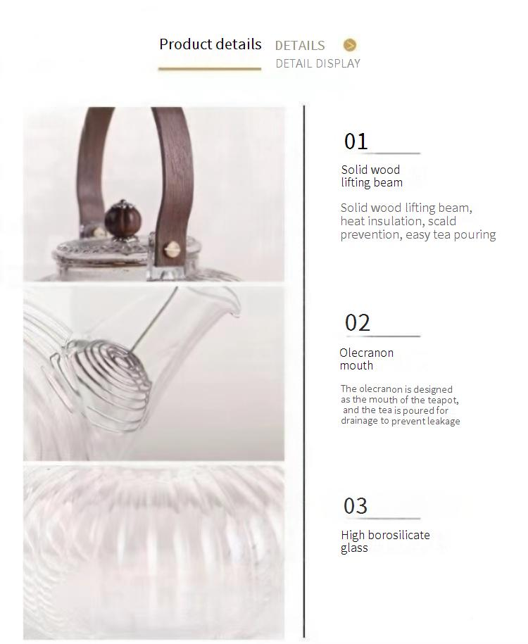 Glass Pumpkin Teapot Thickened High Borosilicate Heat Resistant Teapot Teapot High Value Teapot Striped Flower Teapot_voghion.com