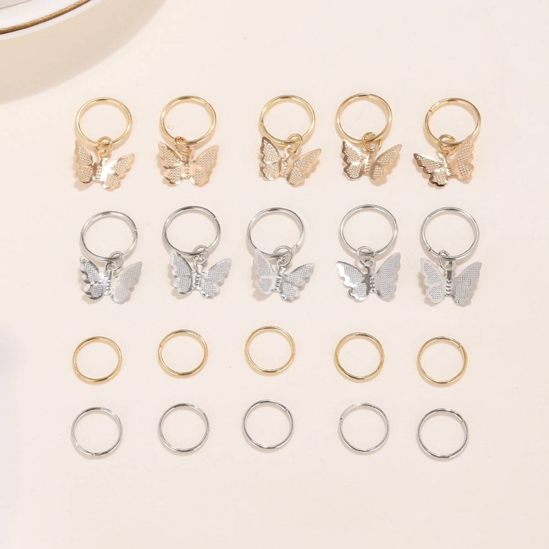 Stylish Metal Hair Ties For Braiding, With Butterfly Tassels, Dreadlock Decor Hair Clasps, European And American Popular Style_voghion.com