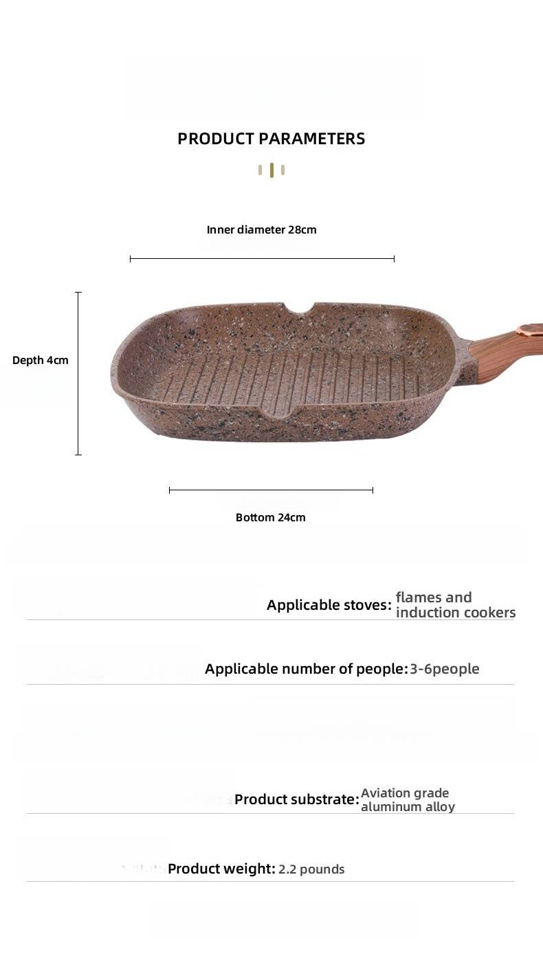28cm Granite Nonstick Frying Pan - Cast Aluminum Skillet, Steak Griddle & Multipurpose Pan | Induction Compatible, All Cooktops_voghion.com