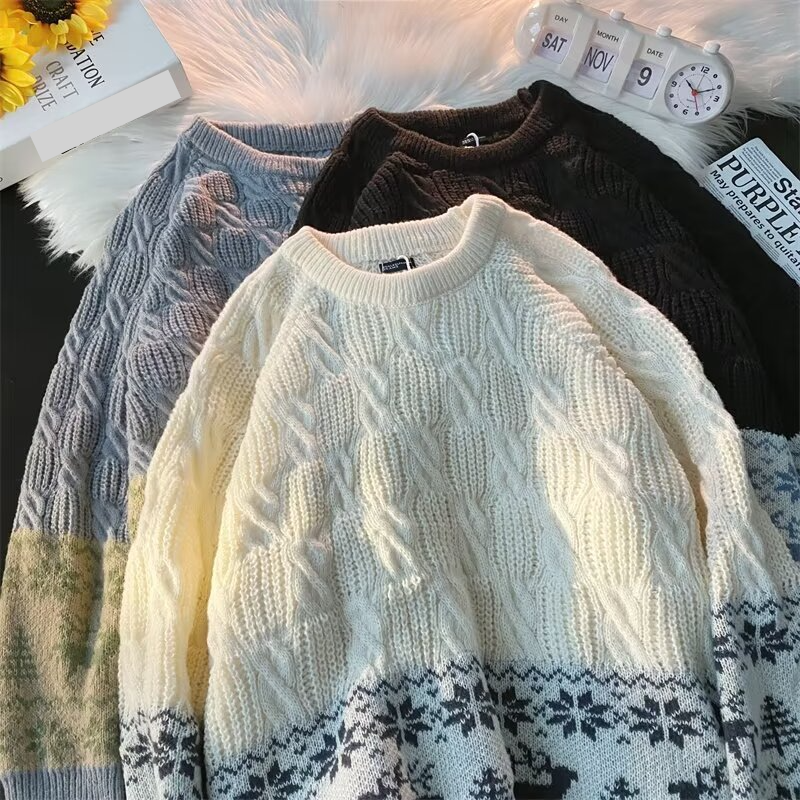 Herren-Strickpullover im Sommerurlaubsstil mit kurzen Ärmeln und Rundhalsausschnitt – lässige Strandkleidung mit Farbblockdesign für Männer und Frauen_voghion.com
