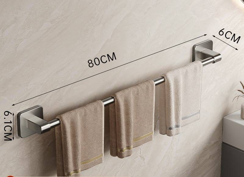 Ruimtebesparende handdoekhouder voor aan de muur, zonder boren, voor in de badkamer - roestbestendig aluminiumlegering, belastbaar tot 10 kg, strak grijs/wit_voghion.com