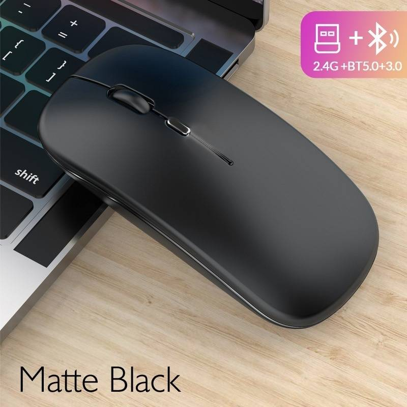 Wireless Bluetooth Mouse Rechargeable Silent Click Dual Mode For Laptop Tablet PC Office Gaming Ergonomic Design 1200/1600 DPI Adjustable_voghion.com