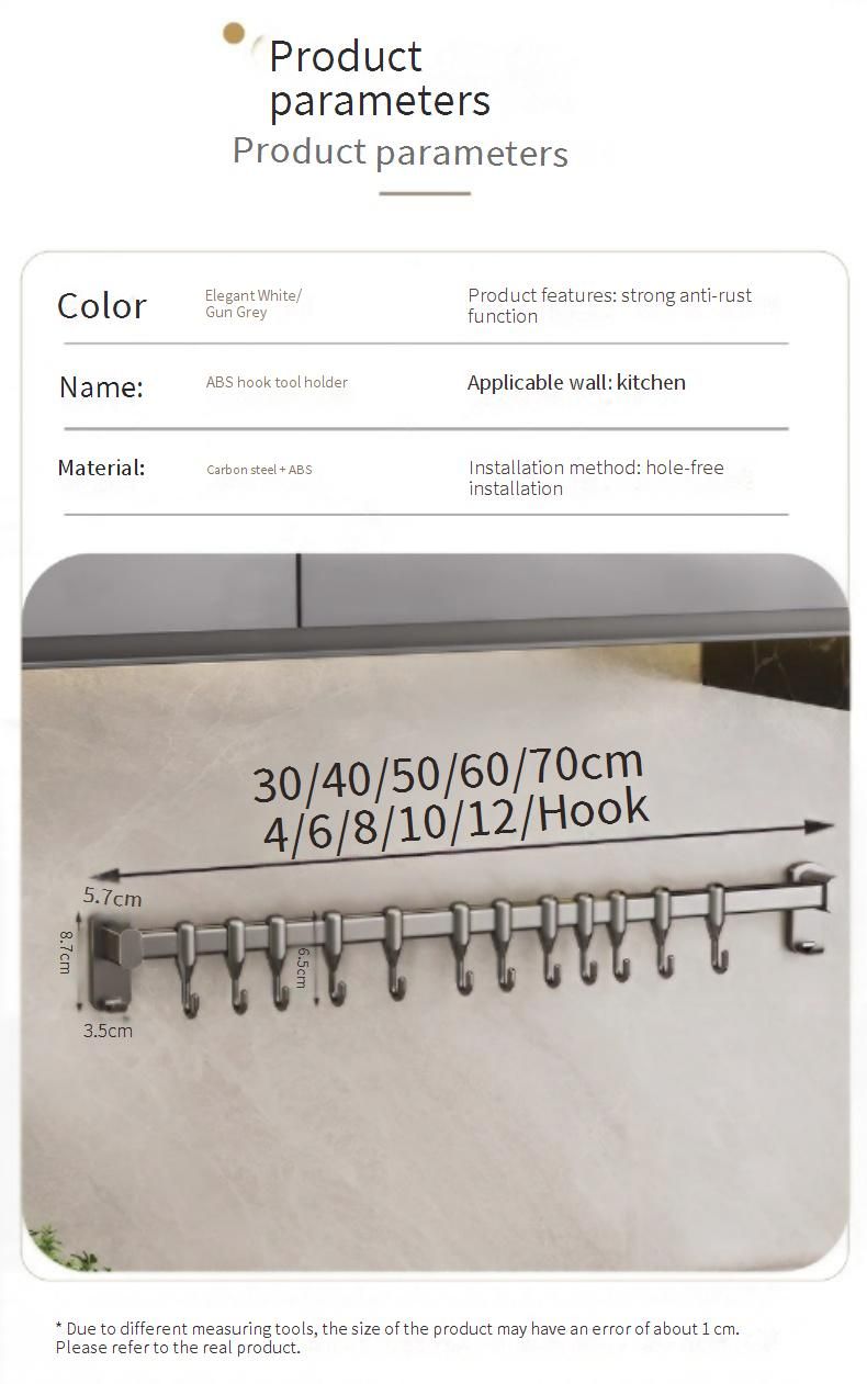 Space-Saving Wall-Mounted Kitchen Organizer - Dual Rail Hanging Rack For Utensils, Knives & Spoons - No Drilling Required - Removable & Washable_voghion.com