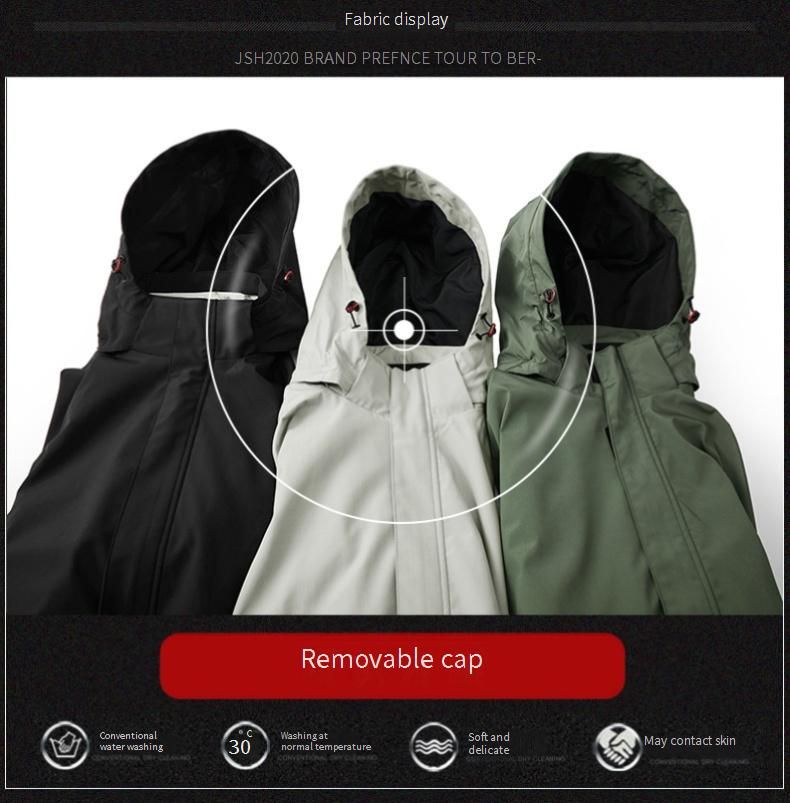 Windjacke für Herren mit abnehmbarer Kapuze – Leichte, lange Jacke mit Reißverschlusstaschen (M-4XL, Beige/Olivgrün/Schwarz)_voghion.com