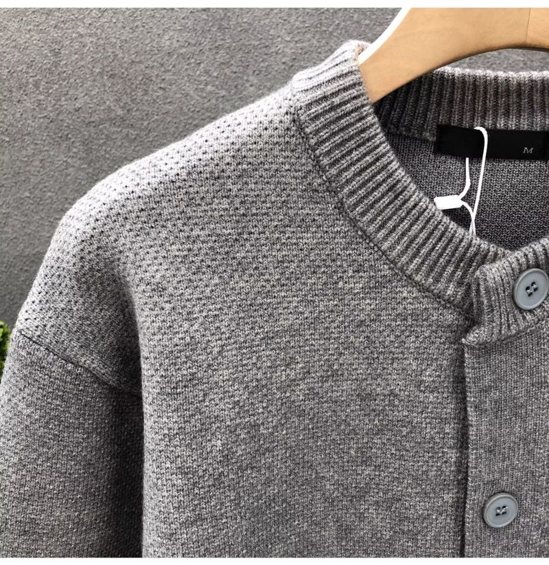 Suéter de punto para hombre, otoño e invierno. Cárdigan de punto para hombre, color liso, abierto al frente, para otoño e invierno (negro, caqui, gris)._voghion.com