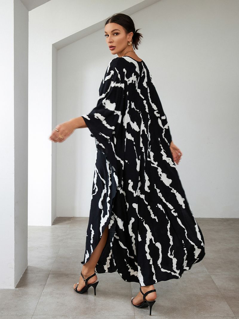 Bohemian katoenen maxi-jurk – oversized strandjurk, zwierige tuniek voor dames, plus-size zwembroek met levendige prints_voghion.com