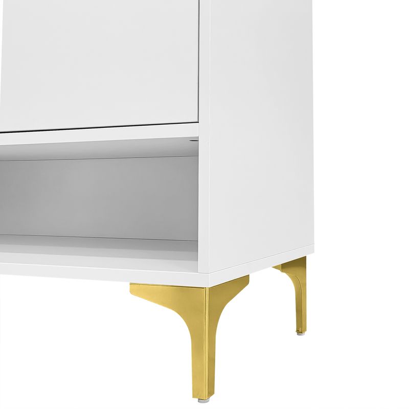 Meuble à chaussures blanc moderne avec éclairage LED 16 couleurs – Rangement gain de place pour couloir 80 x 35 x 105 cm avec tiroirs et étagères – Pour entrée, salon, couloir_voghion.com