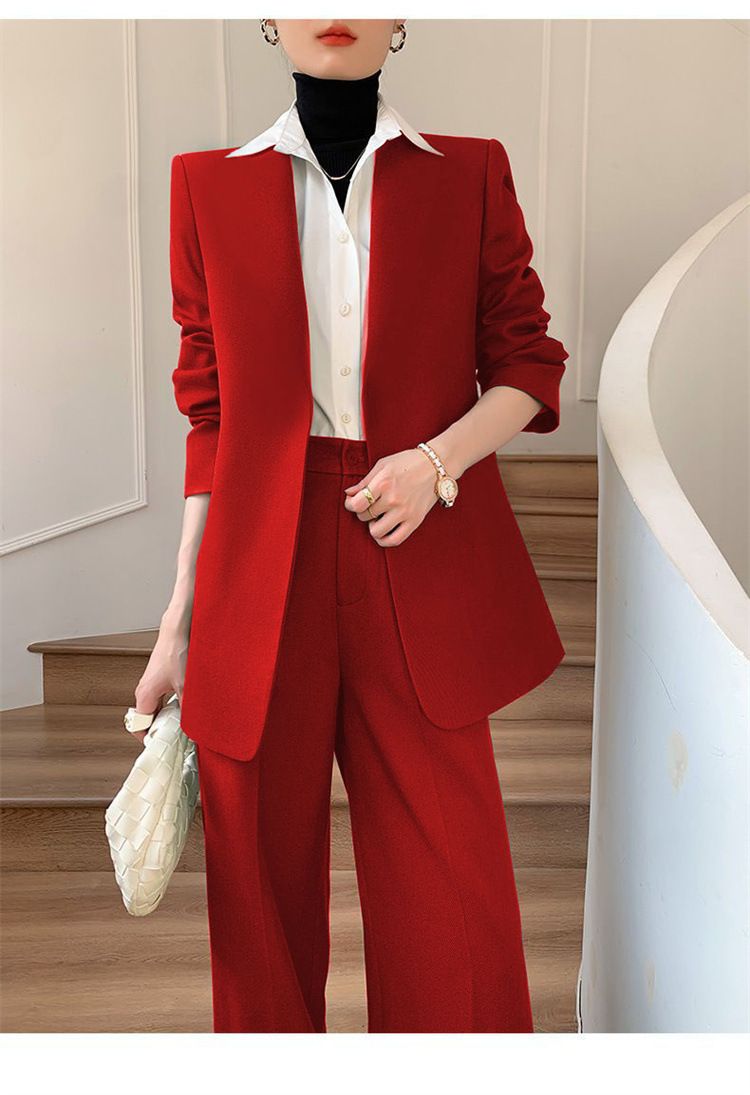 Damenbekleidung Königsblauer Anzug Zweiteiliger Anzug Anzug im neuen Stil im Pendlerdesign für Damen Mehrere Farben optionale Anzugjacke_voghion.com