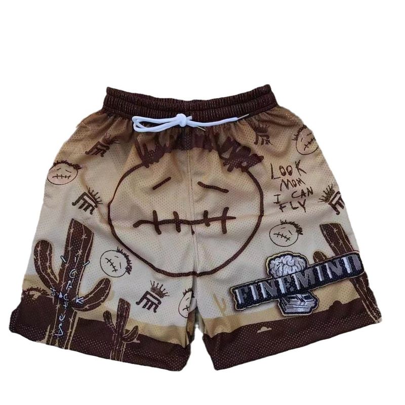Herrenbekleidung Shorts im Graffiti-Wasteland-Stil für Männer und Frauen, schnell trocknendes Mesh, lockere, große, knielange Basketball-Shorts_voghion.com