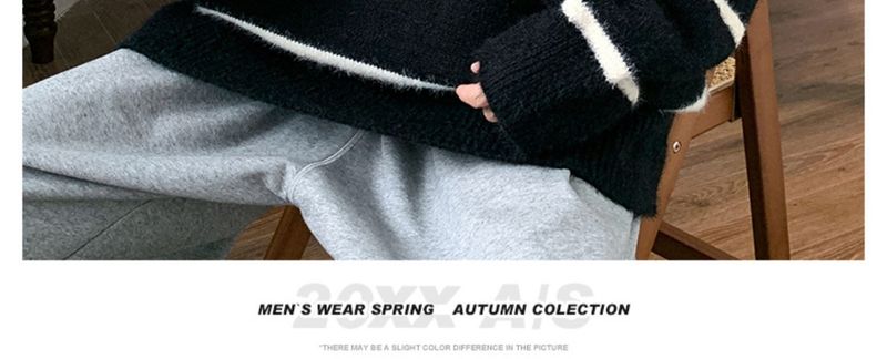 Loose Knitted Striped Lazy Style Spring Autumn New Unisex 2025 Base Layer Sweater Plus Size_voghion.com