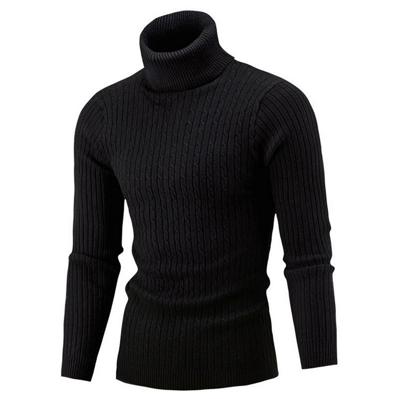 Automne et hiver pull à manches longues décontracté lin col haut hommes tricots bas haut_voghion.com