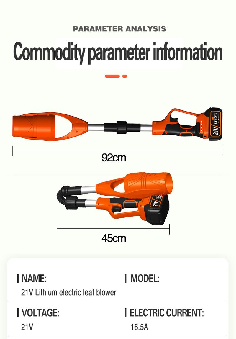 21V Cordless Leaf Blower With Foldable Design - High-Power Battery-Powered Blower For Lawn, Snow, Dust, And Debris Cleaning_voghion.com