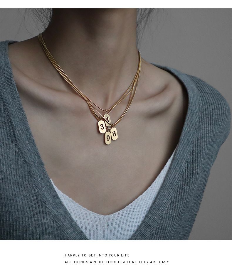 Hot sales Stainless steel angel necklace 0, 1, 2, 3, 4, 5, 6, 7, 8, 9, rectangular hollow number necklace, men's and women's luck,_voghion.com