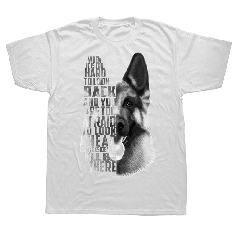 Morsom T-skjorte med hundetrykk Ny sommer T-skjorte for menn mote tysk hyrde tekst Uformelle topper Nyhet Kule T-skjorter_voghion.com