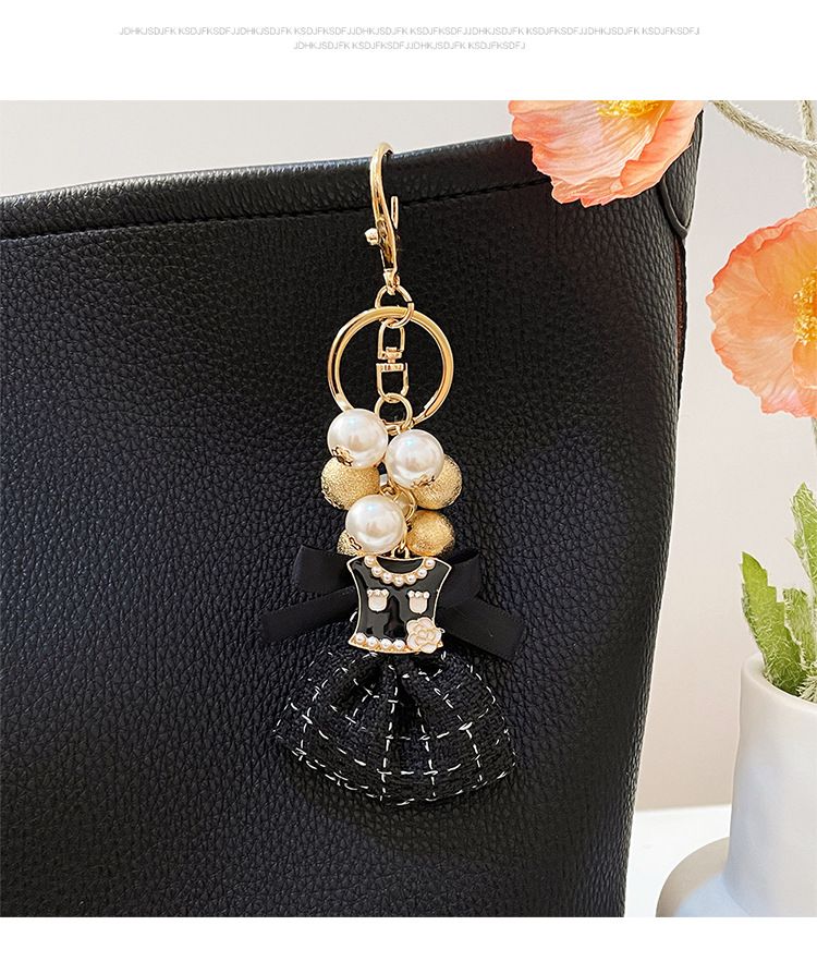 Versione coreana, moda creativa, fatto a mano, perla, metallo, grazioso ciondolo portachiavi, anello regalo_voghion.com