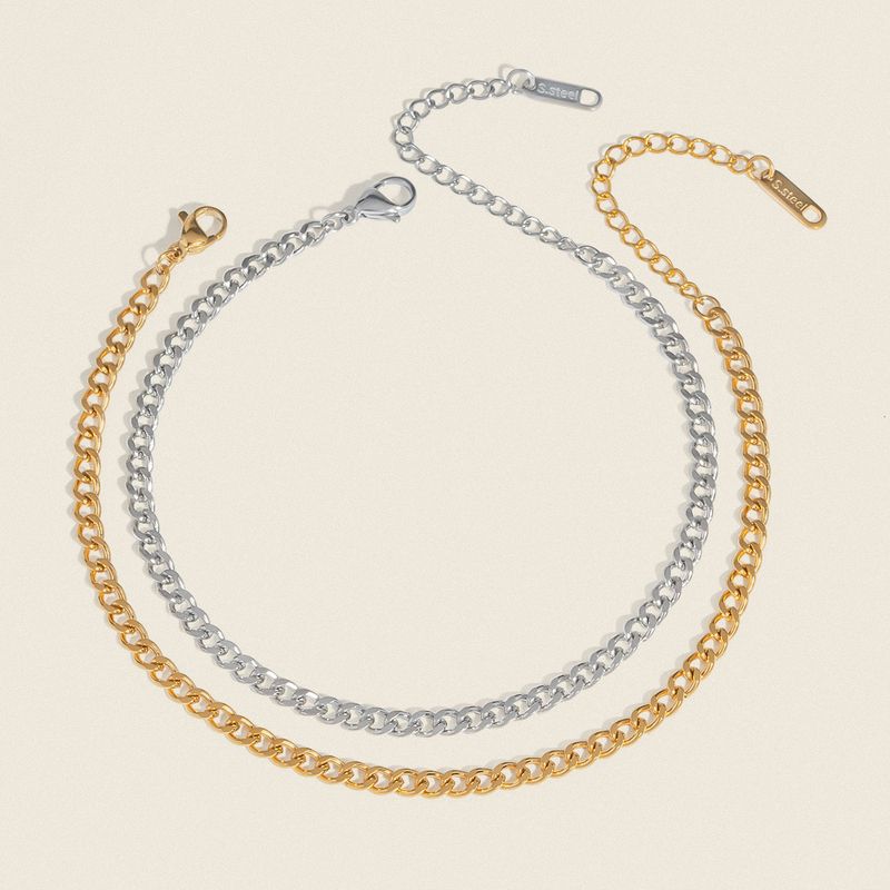 Special Offer Fashion Versatile Stainless 4mm Cuban Chain Anklet Gold Plated Non-Fading Titanium Steel Jewelry For Women_voghion.com
