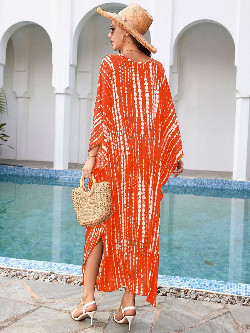 „Strandkleid mit Bohemian-Print – Fließendes langes Kleid für Pool und Urlaub“_voghion.com