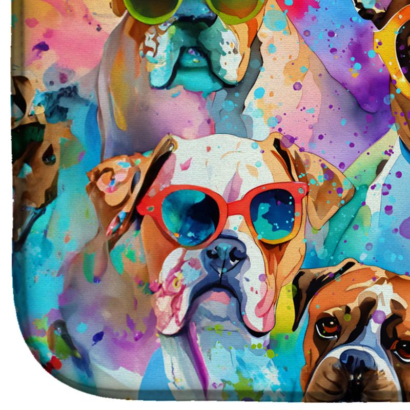 Boxer Hippie Dawg Dish Drying Mat Absorbent Dish Drying Mat Pad for Kitchen Counter Dish Drainer Mat for Countertop, 14 x 21", Multicolor_voghion.com
