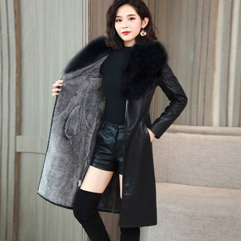 Frauen große kragen winter pelzmantel frauen plus fleece verdickt mittel_voghion.com