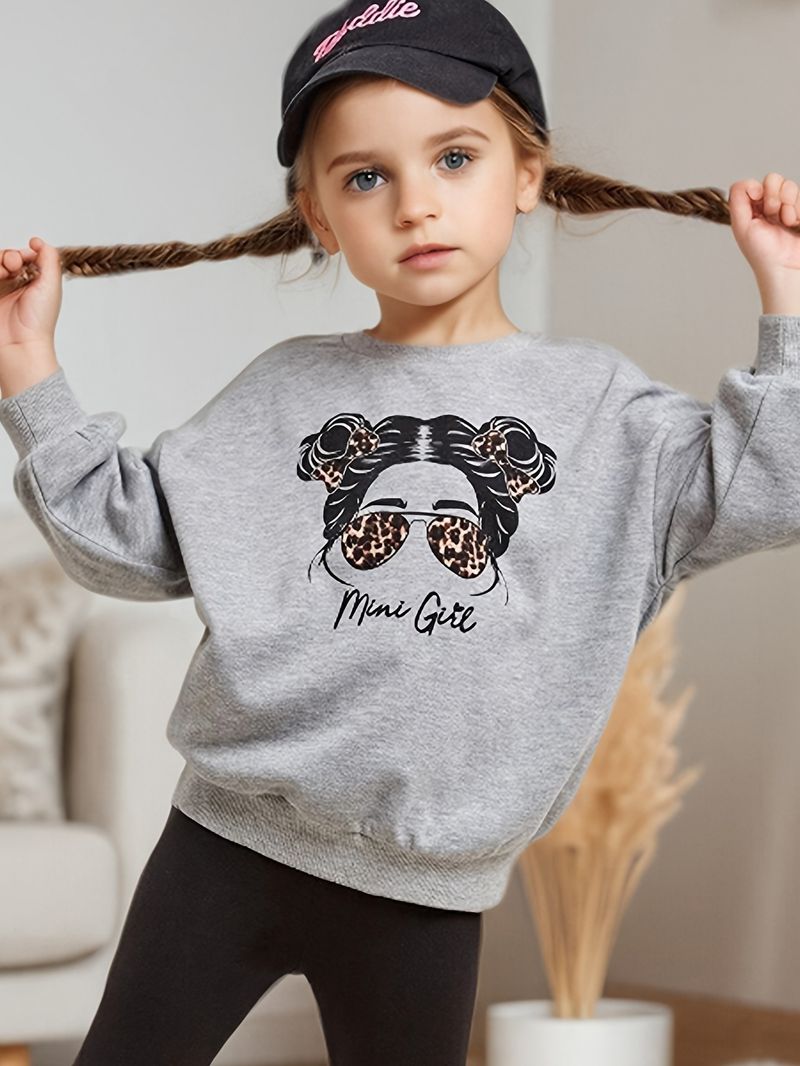 Kinderkleidung für Mädchen, Herbstmuster, Rundhalsausschnitt, langärmliger Pullover, enge 9-Punkt-Hose, modischer, lässiger zweiteiliger Anzug_voghion.com